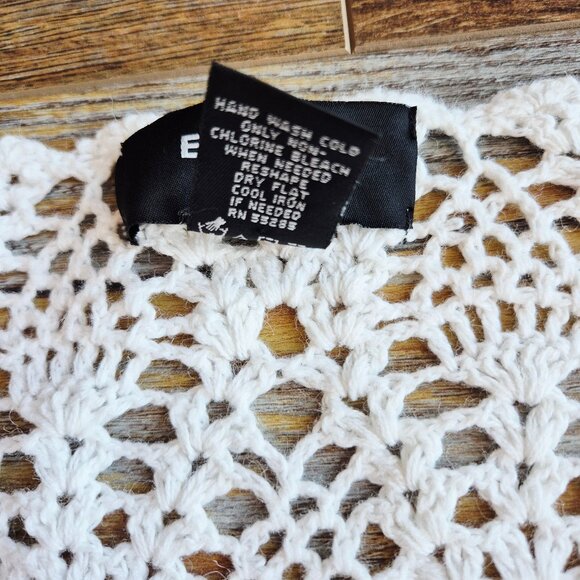 EXPRESS Handknit Crochet Ramie Cotton Boho Cardigan Cover-Up Long Sleeve White - Picture 8 of 11